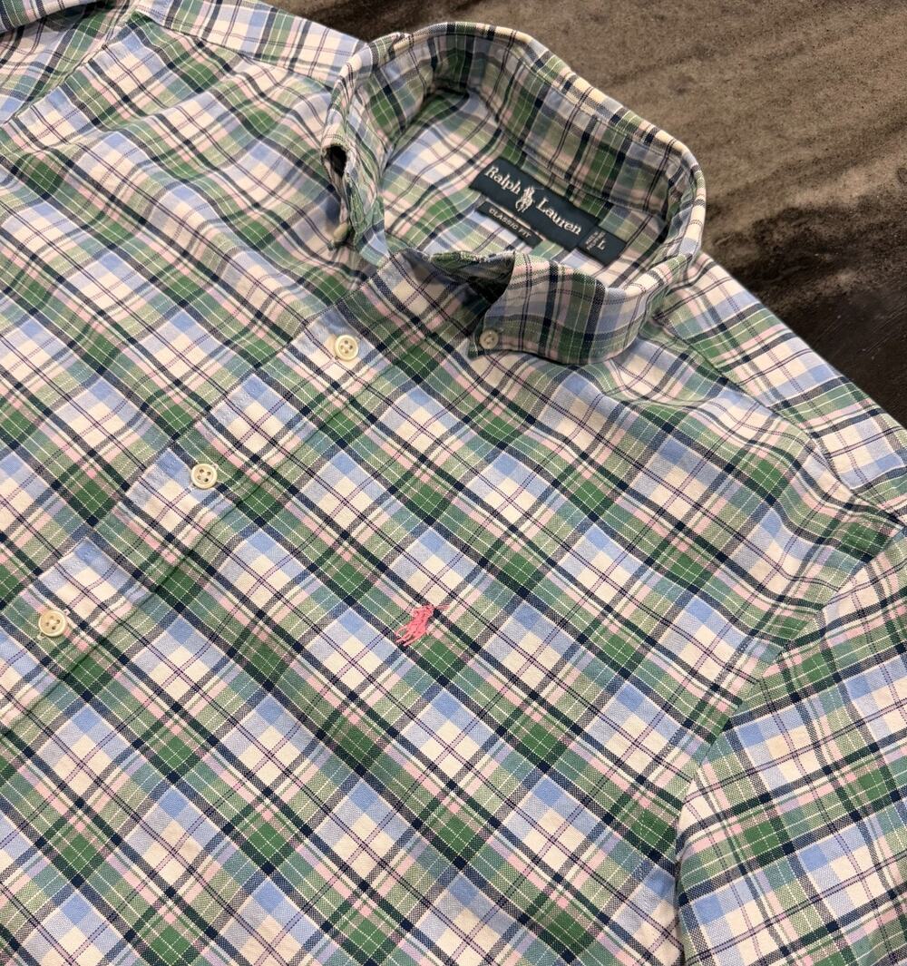 Polo Ralph Lauren Oxford Shirt Mens L Classic Fit Pink Pony Preppy Long Sleeve